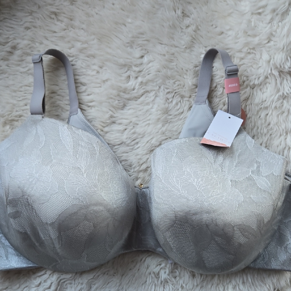 NWT Cacique Silver Lace Lightly -Lined Balconette 48DDD